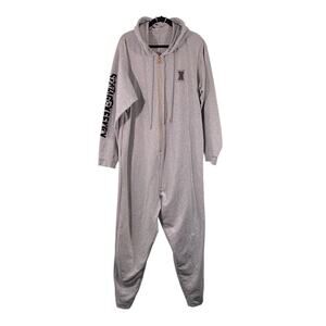Savage X Fenty Women Grey Showgirl Hoodie One Piece Jumpsuit